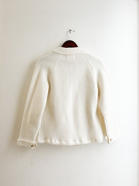 VINTAGE 60s Lilly of California Cream Knit Double Breasted Lady Jacket Blazer - Picture 7 of 13
